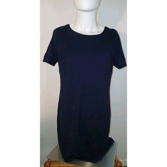 Talbots Dresses & Skirts - NWT Talbots Navy Blue Embroidered Short Sleeve Tee Shirt Dress Womens Size Large